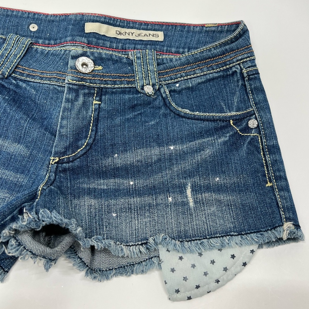DKNY Denim Shorts Y2K Low Rise Vintage Embellished Jeans Beachside Polka Dots - Picture 5 of 17